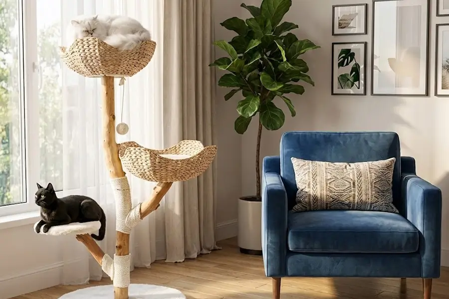 Real Wood Modern Cat Tree Tower